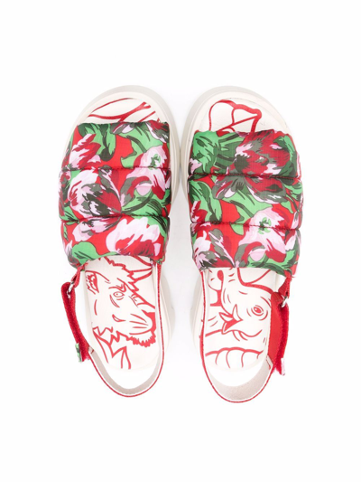 Shop Kenzo Floral-print Sandals In Red