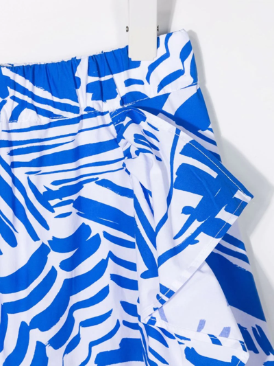 Shop Msgm Abstract-print Midi Skirt In Blue