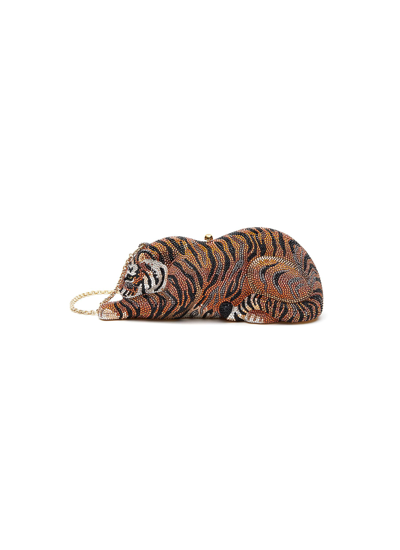Shop Judith Leiber Bengal Tiger' Rhinestone Embellished Box Clutch In Multi-colour