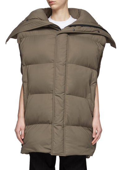 Shop Balenciaga Oversize Funnel Collar Puffer Vest In Brown