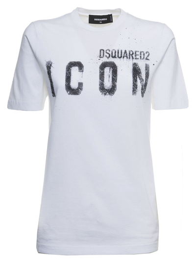 Shop Dsquared2 White Cotton T-shirt With Logo Print