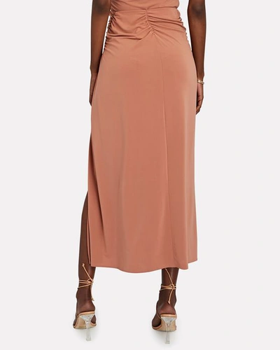 Shop A.l.c Dawson Ruched Midi Skirt In Brown