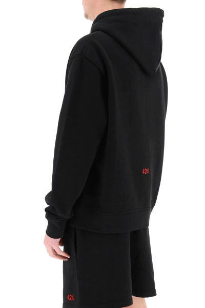 Shop 424 Logo Embroidery Hoodie In Black,red
