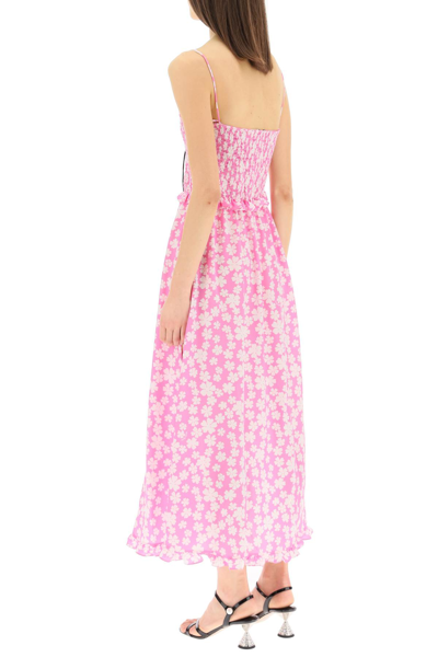 Shop Miu Miu Anemone Print Marocain Slip Dress In Pink,white