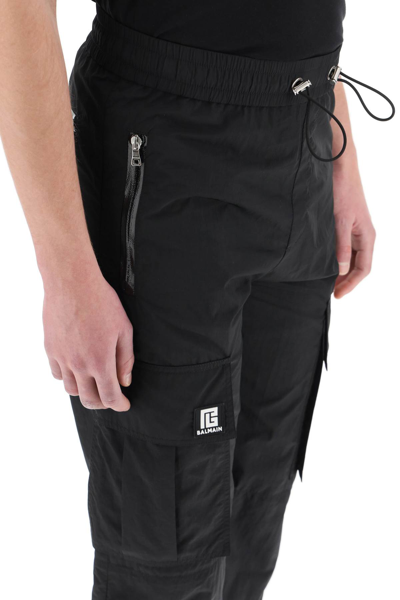 Shop Balmain Nylon Cargo Pants In Black