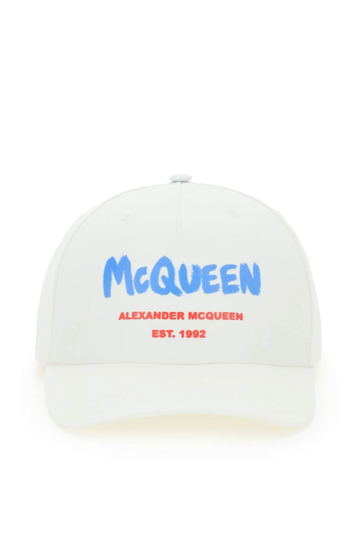 Shop Alexander Mcqueen Graffiti Logo Baseball Hat In White