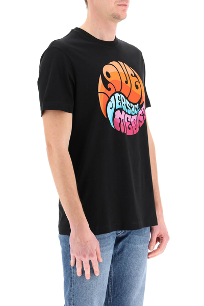 Shop Versace Medusa Music Print T-shirt In Black,orange,blue