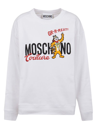 Shop Moschino Women's White Cotton Sweatshirt