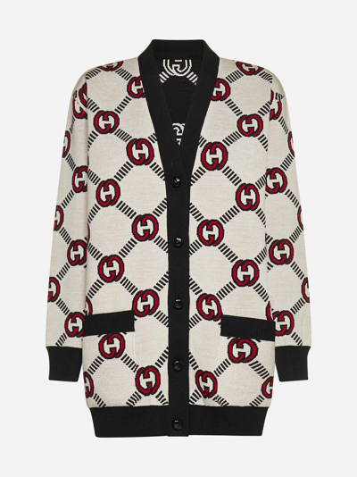 Shop Gucci Gg Motif Wool Reversible Cardigan