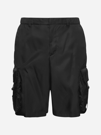 Shop Prada Re-nylon Cargo Shorts In Black