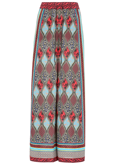 Shop Alice And Olivia Alice + Olivia Trousers Red In Jewel Multi