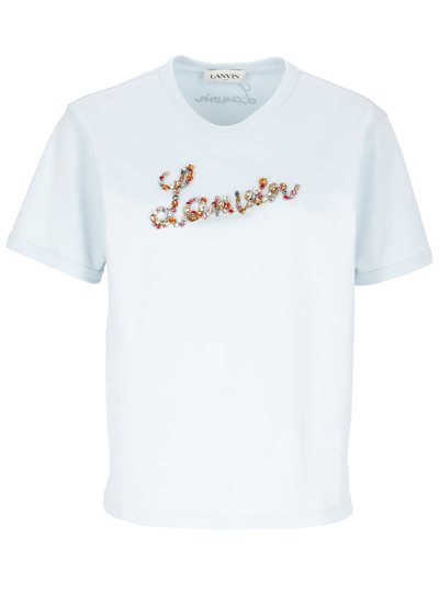 Shop Lanvin T-shirts And Polos Light Blue