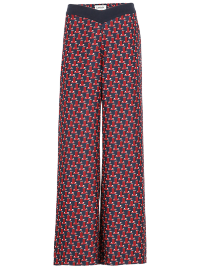 Shop Lanvin Trousers Red In Bright Red/dark Blue
