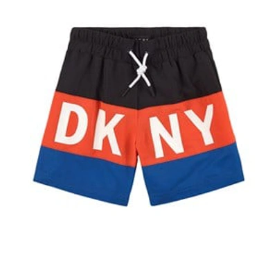Shop Dkny Multicolor Colorblock Swim Shorts In Black