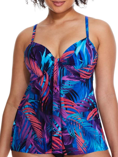 Shop Miraclesuit Caliente Tropica Marina Underwire Tankini Top In Framboise