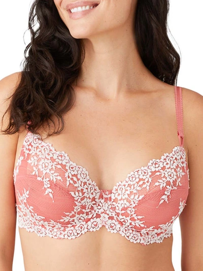 Shop Wacoal Embrace Lace Bra In Faded Rose,white