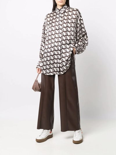 Shop Aeron Geometric-print Silk Shirt In Neutrals