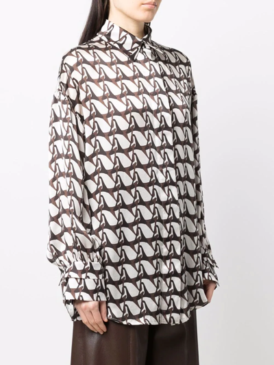 Shop Aeron Geometric-print Silk Shirt In Neutrals