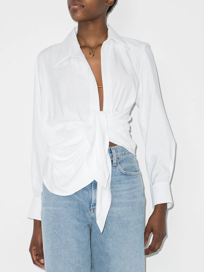 Shop Jacquemus La Chemise Bahia Draped Shirt In White