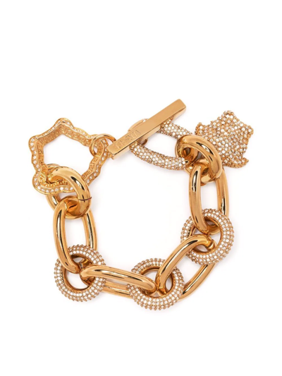Shop Versace Medusa Crystal Chain Bracelet In Gold