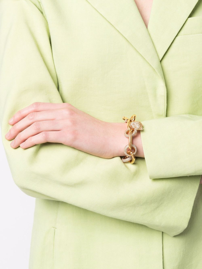 Shop Versace Medusa Crystal Chain Bracelet In Gold
