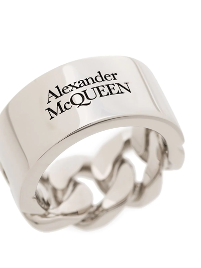 Shop Alexander Mcqueen Identity Chain-detail Ring In Metallisch