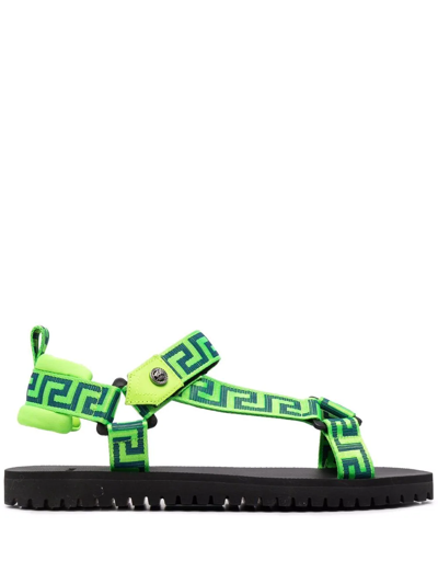 Shop Versace La Greca Sandals In Green