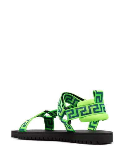Shop Versace La Greca Sandals In Green