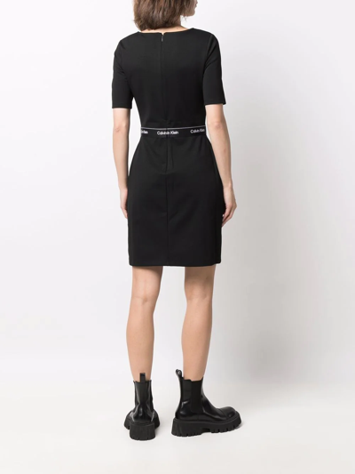 Shop Calvin Klein Logo-waistband Bodycon Dress In Schwarz