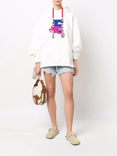 Shop Etro Colour-block Embroidered Logo Hoodie In Weiss