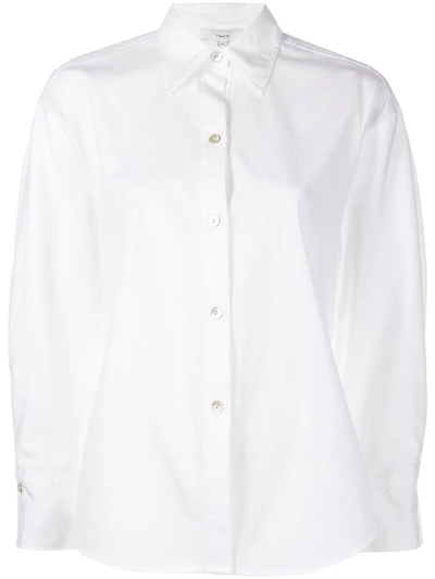 Shop Vince Fitted-waist Cotton Shirt In Weiss
