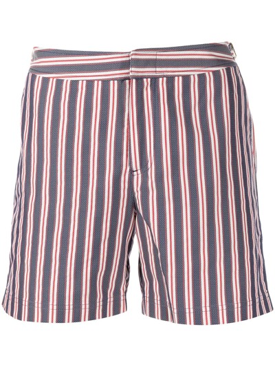 Shop Orlebar Brown Striped Adjustable-fit Swim Shorts In Blau