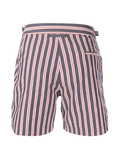 Shop Orlebar Brown Striped Adjustable-fit Swim Shorts In Blau