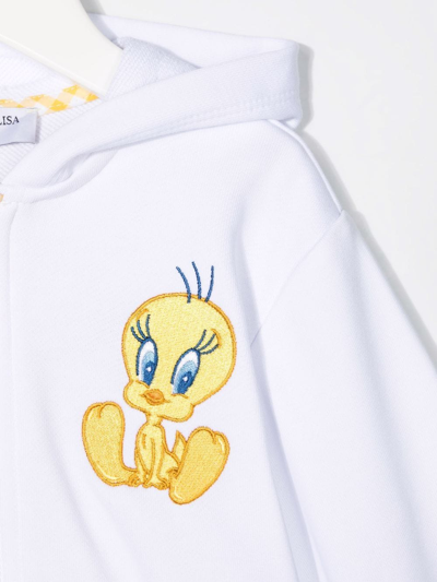 Shop Monnalisa Embroidered-cartoon Hooded Jacket In White