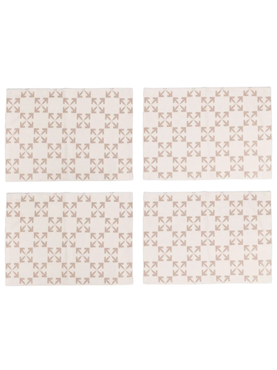 Shop Off-white Set Of Four Arrows Pattern Place Mats In Nude