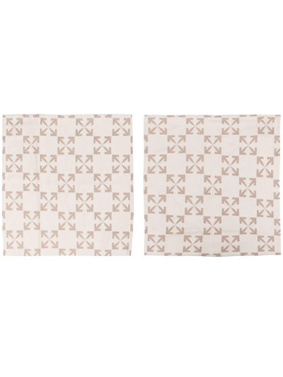Shop Off-white Set Of Two Arrows Colour-block Coasters In Nude