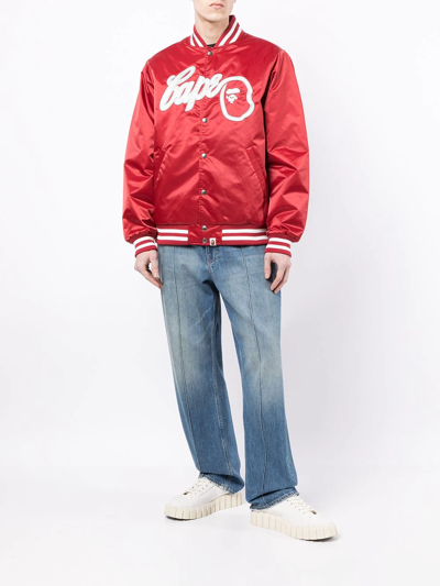 Shop A Bathing Ape Logo-patch Bomber Jacket In Rot