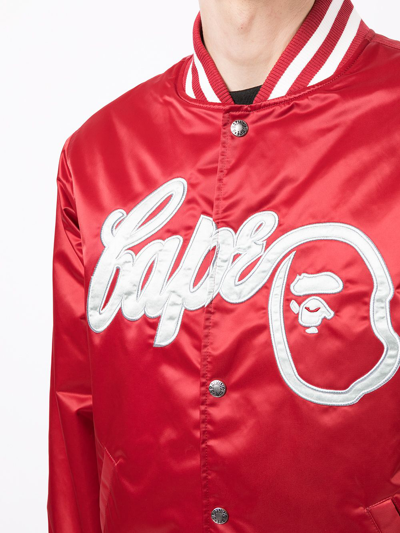 Shop A Bathing Ape Logo-patch Bomber Jacket In Rot