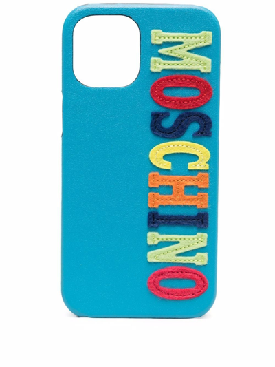 Shop Moschino Letter-patch Iphone 12 Pro Max Cover In Blau