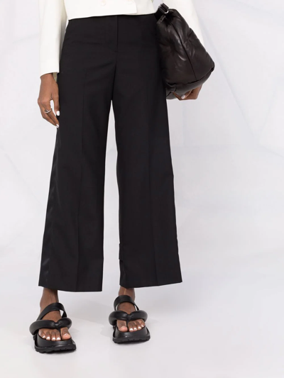 Shop Sacai Side-stripe Straight-leg Trousers In Schwarz