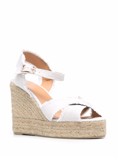 Castaã±er Castaner Bromelia Lurex Wedge Espadrilles In White