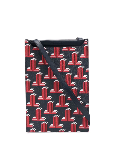 Shop Lanvin Graphic-print Leather Phone Pouch In Blau