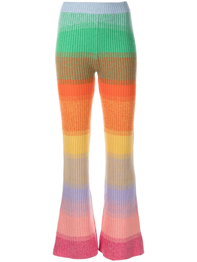 Shop The Elder Statesman Striped Cashmere-knit Trousers In Mehrfarbig