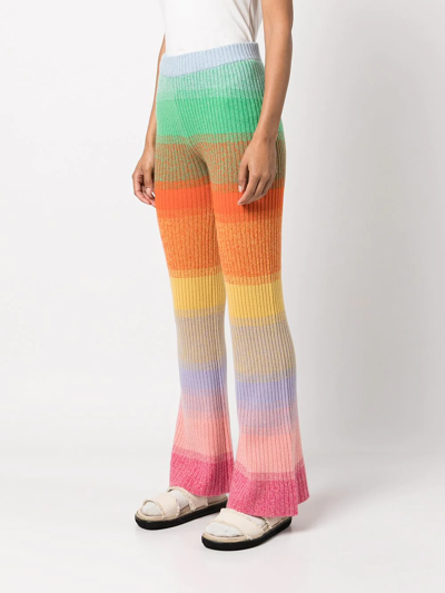 Shop The Elder Statesman Striped Cashmere-knit Trousers In Mehrfarbig