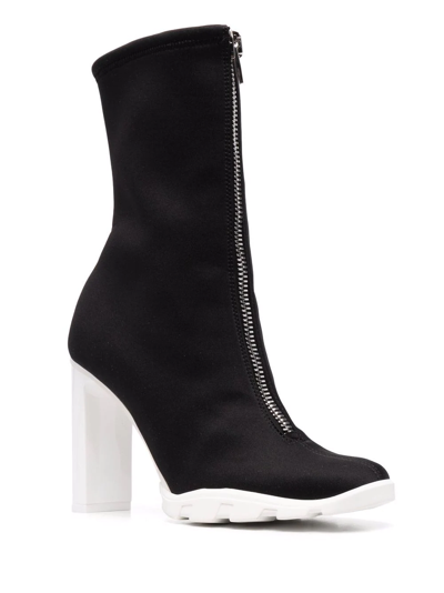 Shop Alexander Mcqueen Zip-up Sock-style Boots In Schwarz