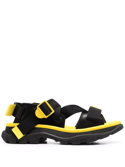 Shop Alexander Mcqueen Touch-strap Open-toe Sandals In Schwarz