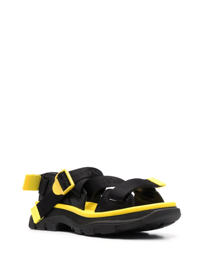 Shop Alexander Mcqueen Touch-strap Open-toe Sandals In Schwarz