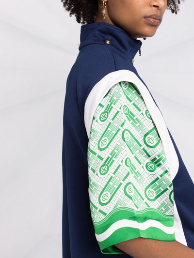 Shop Gucci Web-stripe Detachable-sleeve Hooded Jacket In Blau