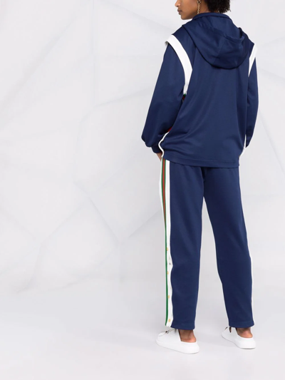 Gucci Web-stripe Detachable-sleeve Hooded Jacket In Blau