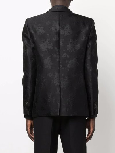 Shop Saint Laurent Jacquard Silk Single-breasted Jacket In Schwarz